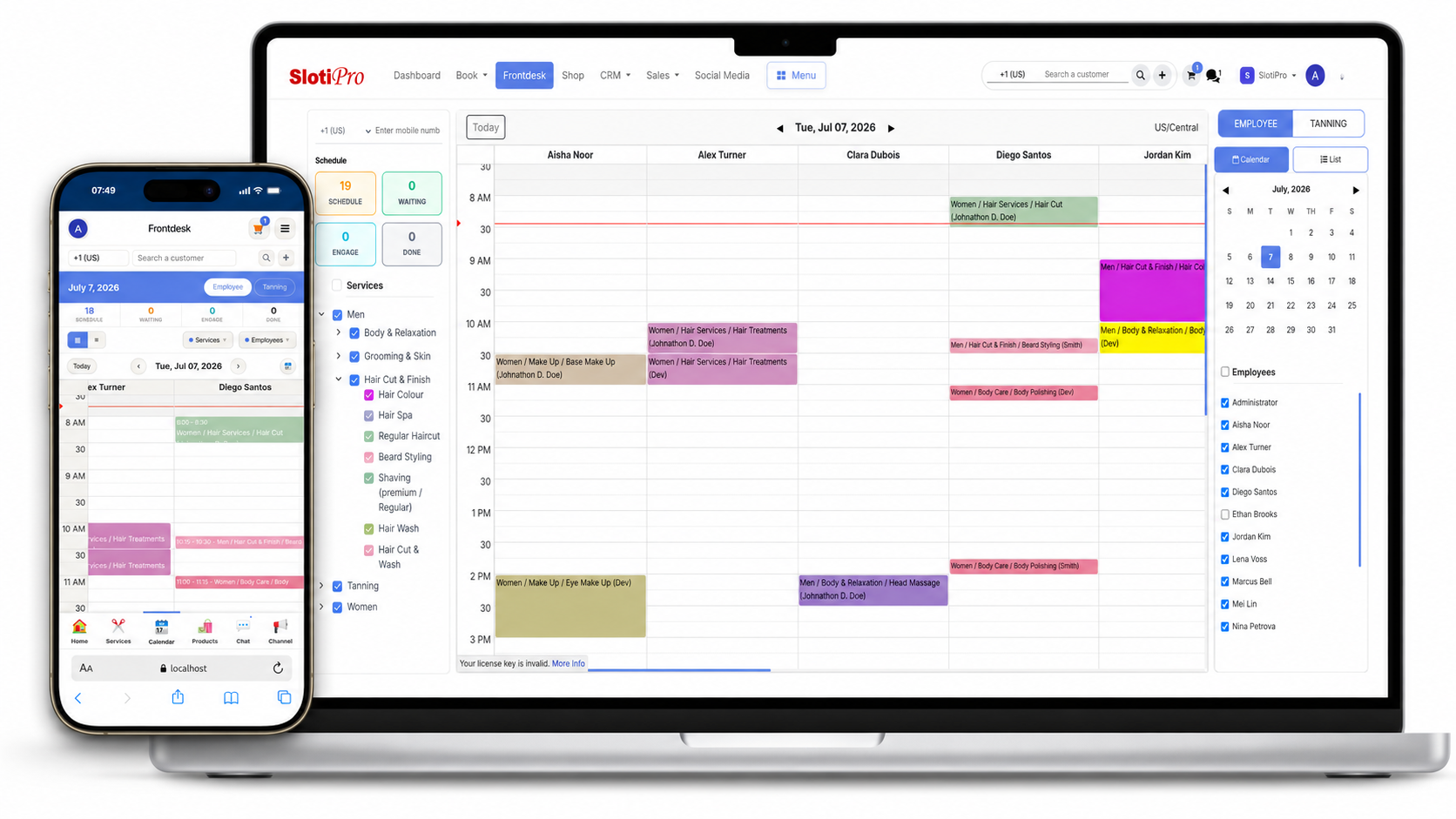 Customer using customized seamless appointment scheduling on mobile client dashboard