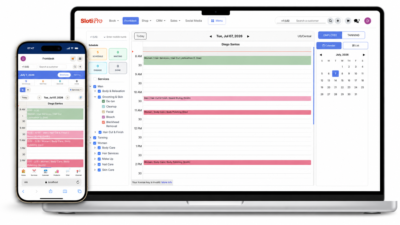 Customer using customized seamless appointment scheduling on mobile client dashboard